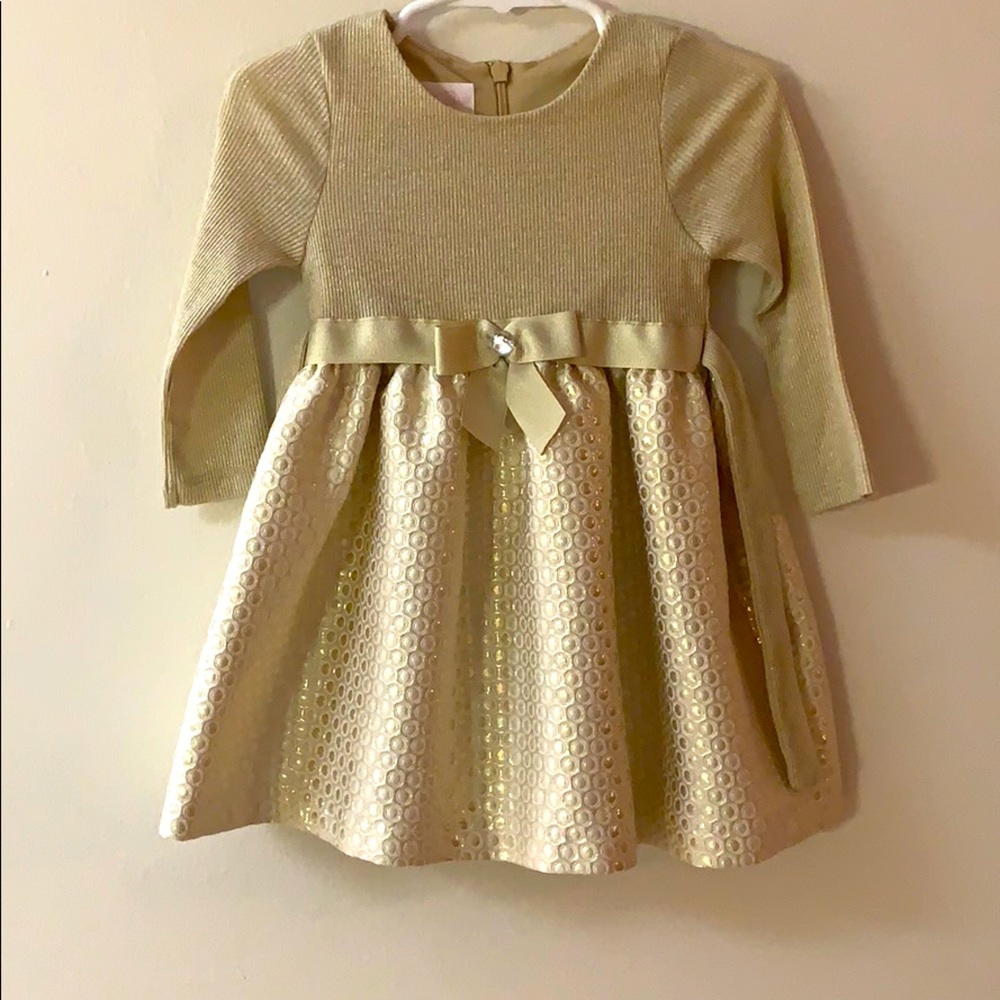 Toddlers gold Christmas dress